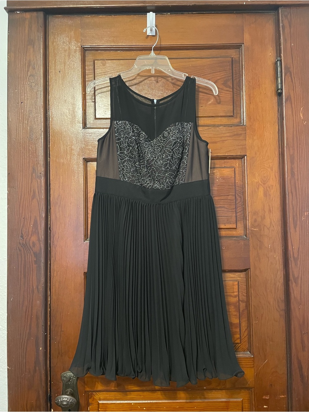 Phoebe Couture Black Embroidered Mesh Midi Dress